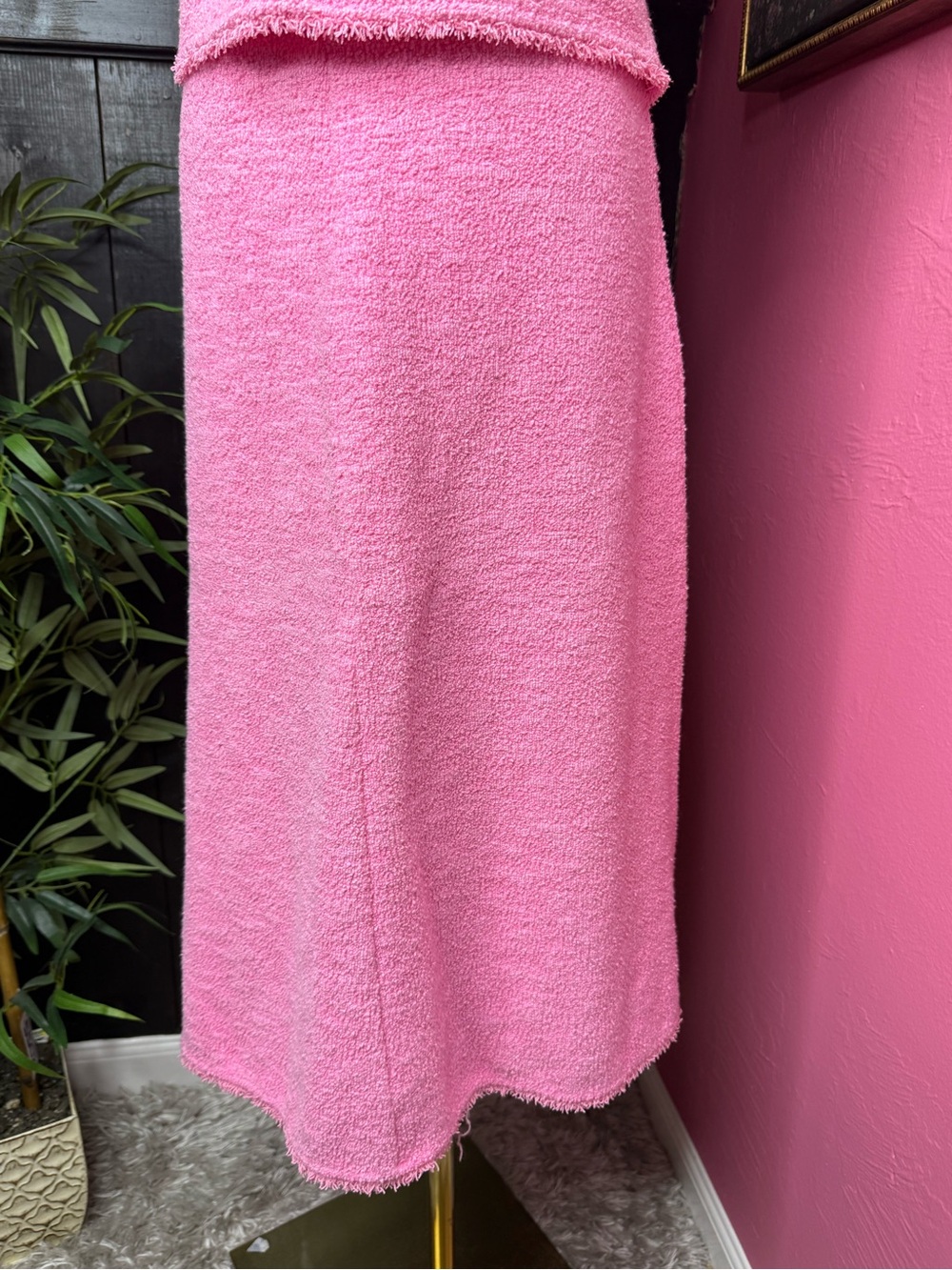 Zara Pink Structured Jacquard Top & Midi Skirt Set Sz S - Picture 5 of 14